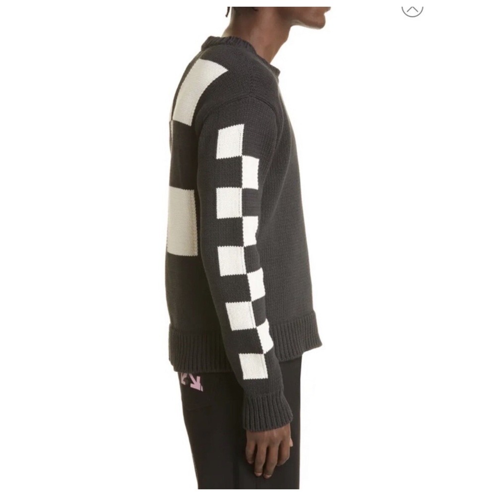 OFF-WHITE C/O VIRGIL ABLOH  Cotton CheckeredCrewneck Size XL Men's - Picture 4 of 12